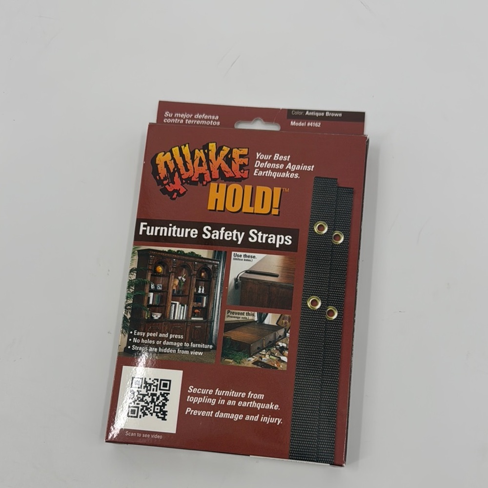 Quake Hold Furniture Safety Straps Antique Brown NEW IN BOX